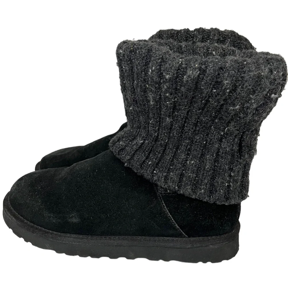 UGG‎ Australia Womens Cambridge Winter Sweater Boots Black Suede Size 7